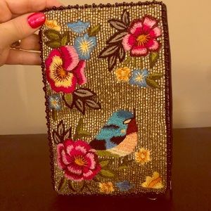 elegant sequined floral mary frances clutch